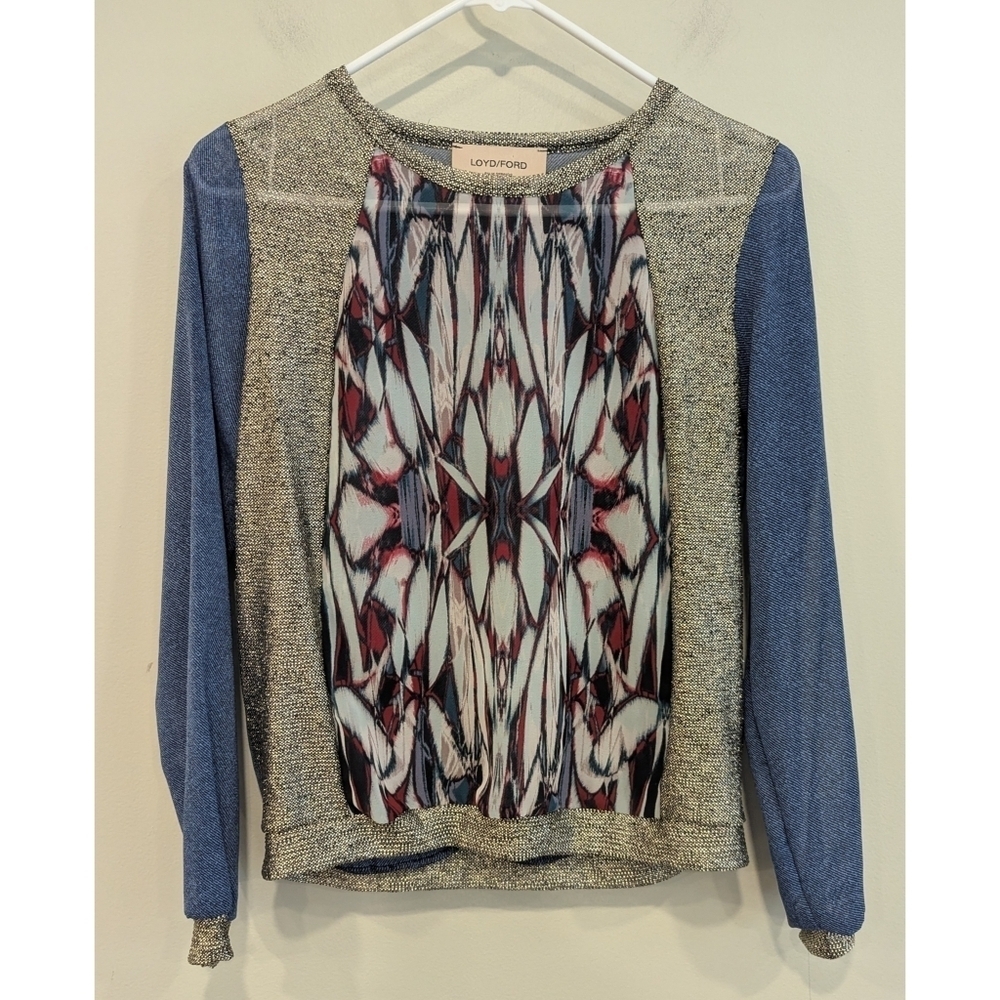 Loyd/Ford Silk Blend Metallic Thread Detail Blouse Size 0